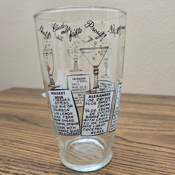 Other - VTG Cocktail Recipe Barware Glass Drink Shaker NO‎ LID SEE DESC